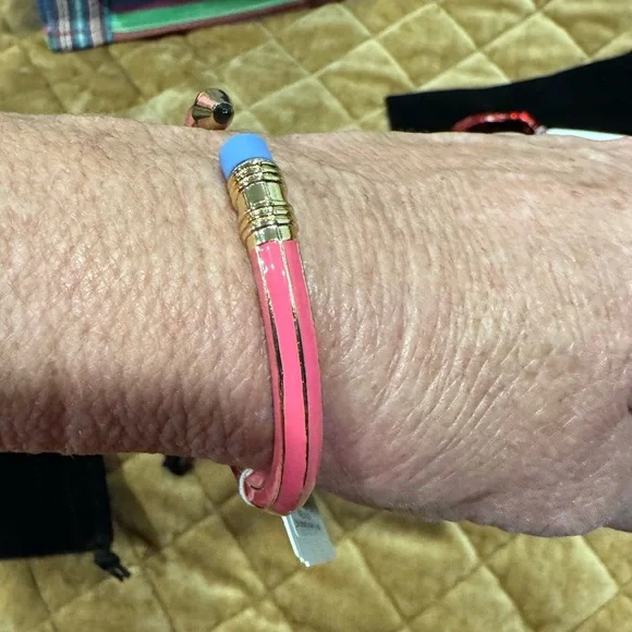 BETSEY JOHNSON fun “pencil” bracelet in PINK( w/blue “eraser”!) great gift🩷🩵🩷